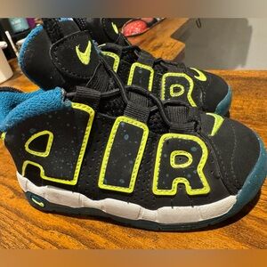 Nike Black and Green Sneakers with Chunky High-Top Design